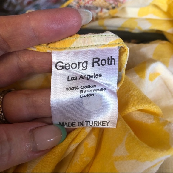 Georg Roth Los Angeles yellow Hawaiian pattern decorative floral accent short XL - Picture 8 of 10